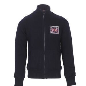 Barbour Navy Zip Up Sweater 100% lambswool